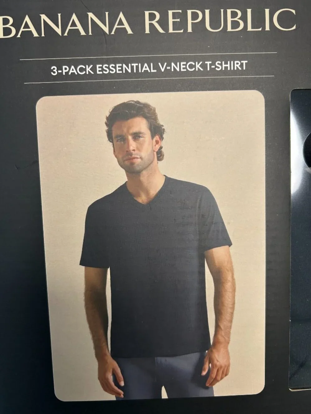 Banana Republic Men's V-Neck Tee, 3-pack, Cotton, Black, Size M